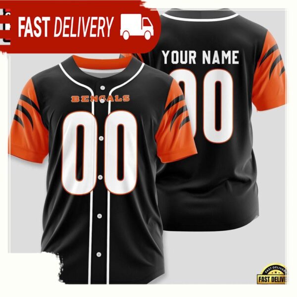 NFL Custom Name Number Cincinnati Bengals Design Baseball Jersey Shirt - available at - rugbyfanstore.com