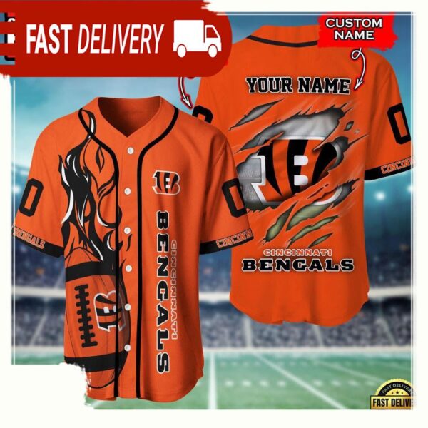 NFL Custom Name Number Cincinnati Bengals Football Team Baseball Jersey Shirt - available at - rugbyfanstore.com