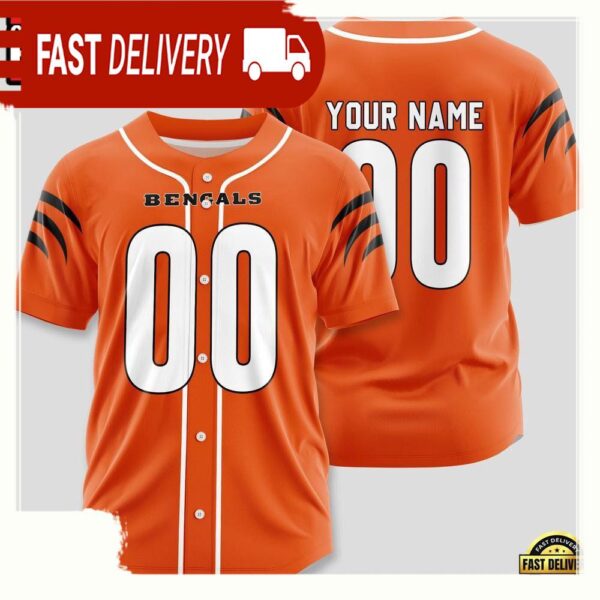 NFL Custom Name Number Cincinnati Bengals Team Baseball Jersey Shirt - available at - rugbyfanstore.com