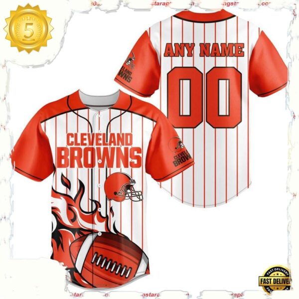 NFL Custom Name Number Cleveland Browns Baseball Jersey Shirt - available at - rugbyfanstore.com