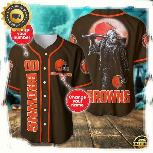 NFL Custom Name Number Cleveland Browns Horror 3D New Design Baseball Jersey Shirt - available at - rugbyfanstore.com