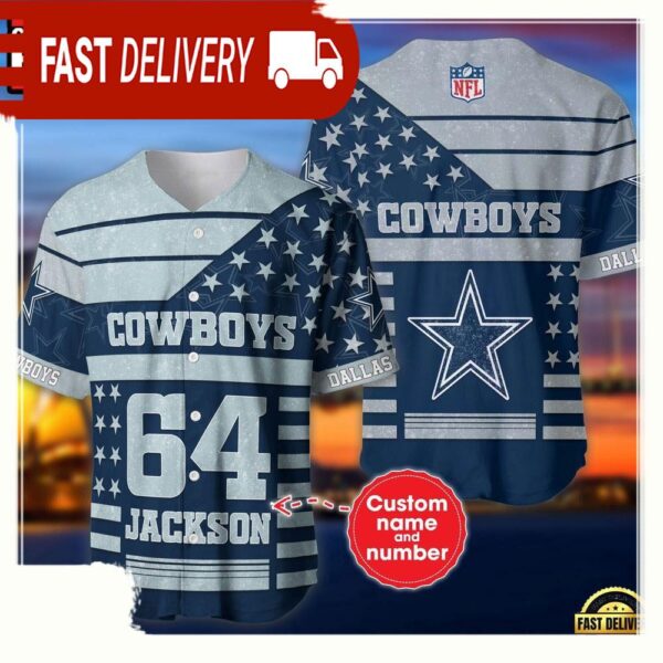 NFL Custom Name Number Dallas Cowboys American Flag New Design Baseball Jersey Shirt - available at - rugbyfanstore.com