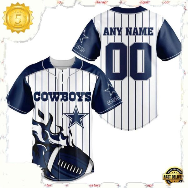 NFL Custom Name Number Dallas Cowboys Baseball Jersey Shirt - available at - rugbyfanstore.com