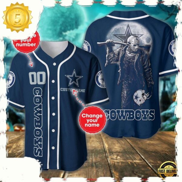 NFL Custom Name Number Dallas Cowboys Horror 3D New Design Baseball Jersey Shirt - available at - rugbyfanstore.com