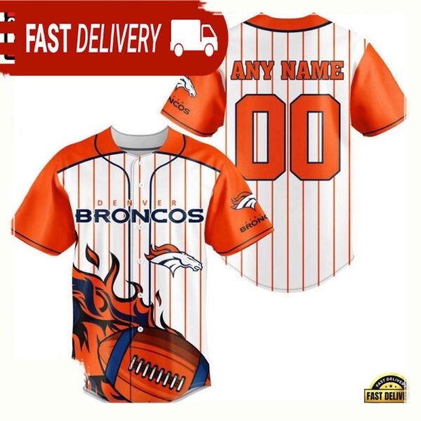 NFL Custom Name Number Denver Broncos Baseball Jersey Shirt - available at - rugbyfanstore.com