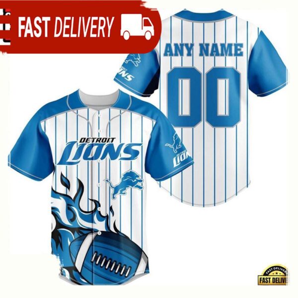 NFL Custom Name Number Detroit Lions Baseball Jersey Shirt - available at - rugbyfanstore.com