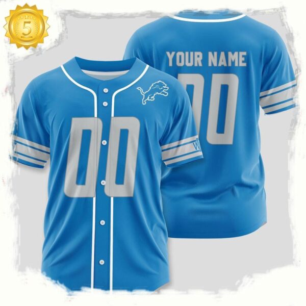 NFL Custom Name Number Detroit Lions Design Baseball Jersey Shirts - available at - rugbyfanstore.com