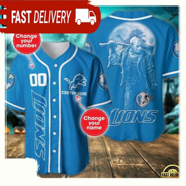 NFL Custom Name Number Detroit Lions Horror 3D New Design Baseball Jersey Shirt - available at - rugbyfanstore.com