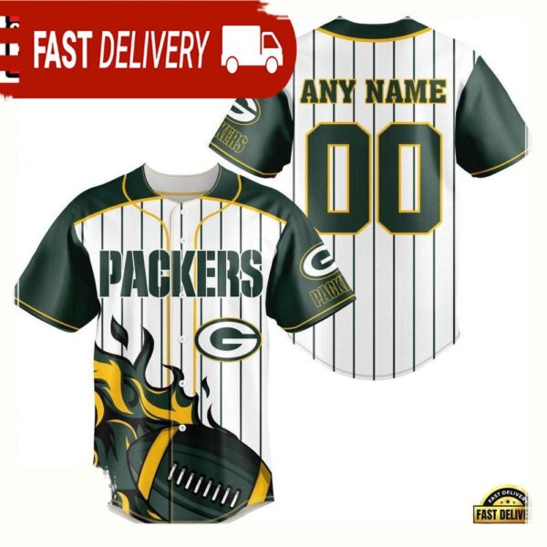 NFL Custom Name Number Green Bay Packers Baseball Jersey Shirt - available at - rugbyfanstore.com