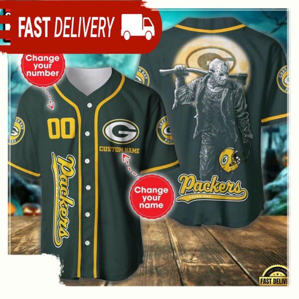 NFL Custom Name Number Green Bay Packers Horror 3D New Design Baseball Jersey Shirt - available at - rugbyfanstore.com