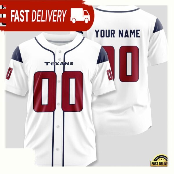 NFL Custom Name Number Houston Texans Design Baseball Jersey Shirt For Fans - available at - rugbyfanstore.com