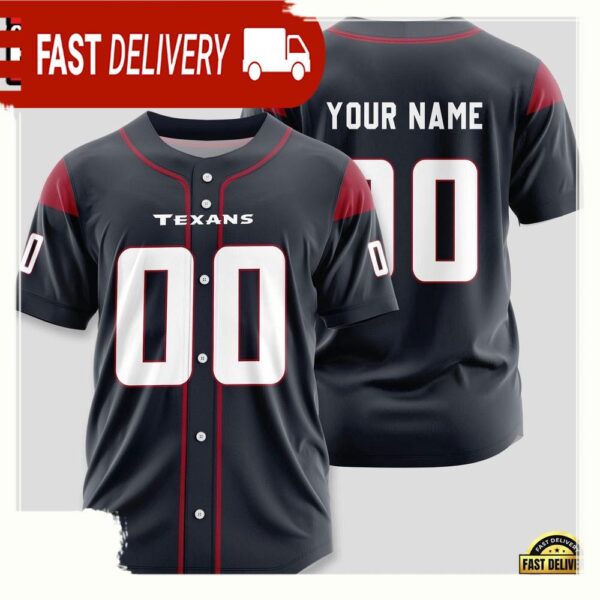 NFL Custom Name Number Houston Texans Design Baseball Jersey Shirts - available at - rugbyfanstore.com