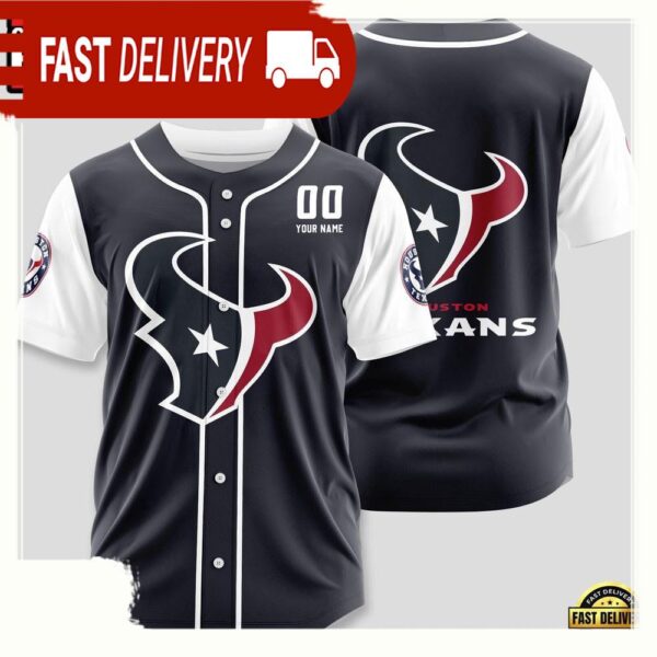 NFL Custom Name Number Houston Texans Team Baseball Jersey Shirt - available at - rugbyfanstore.com