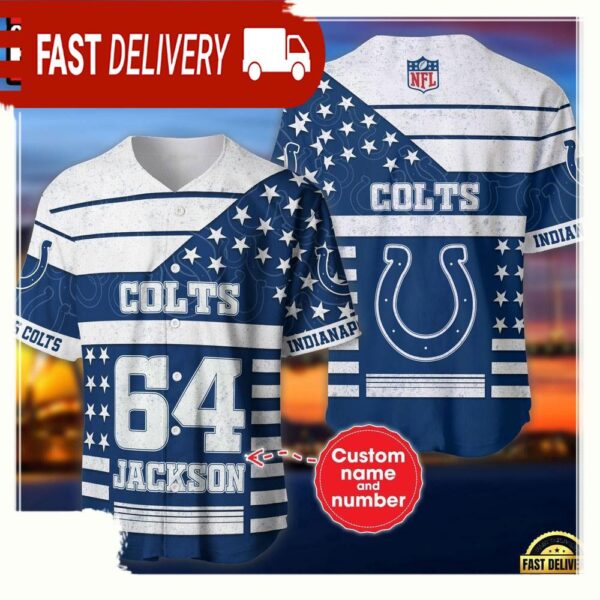 NFL Custom Name Number Indianapolis Colts American Flag New Design Baseball Jersey Shirt - available at - rugbyfanstore.com