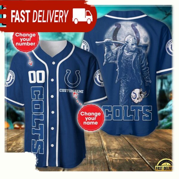 NFL Custom Name Number Indianapolis Colts Horror 3D New Design Baseball Jersey Shirt - available at - rugbyfanstore.com