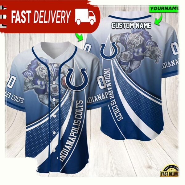 NFL Custom Name Number Indianapolis Colts Mascot Football New Design Baseball Jersey Shirt - available at - rugbyfanstore.com