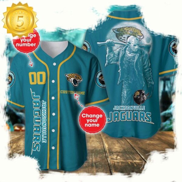 NFL Custom Name Number Jacksonville Jaguars Horror 3D New Design Baseball Jersey Shirt - available at - rugbyfanstore.com