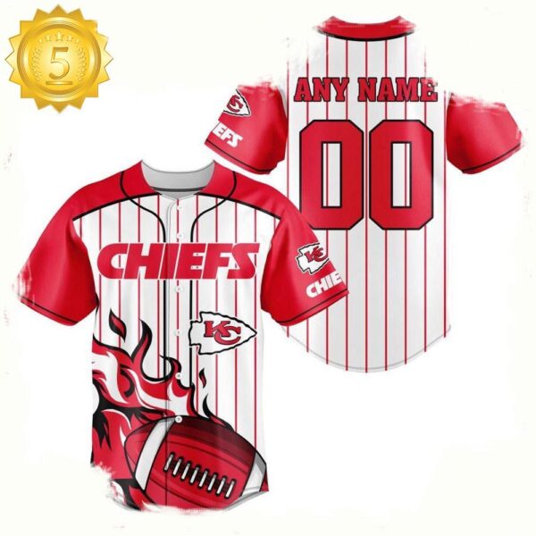 NFL Custom Name Number Kansas City Chiefs Baseball Jersey Shirt - available at - rugbyfanstore.com