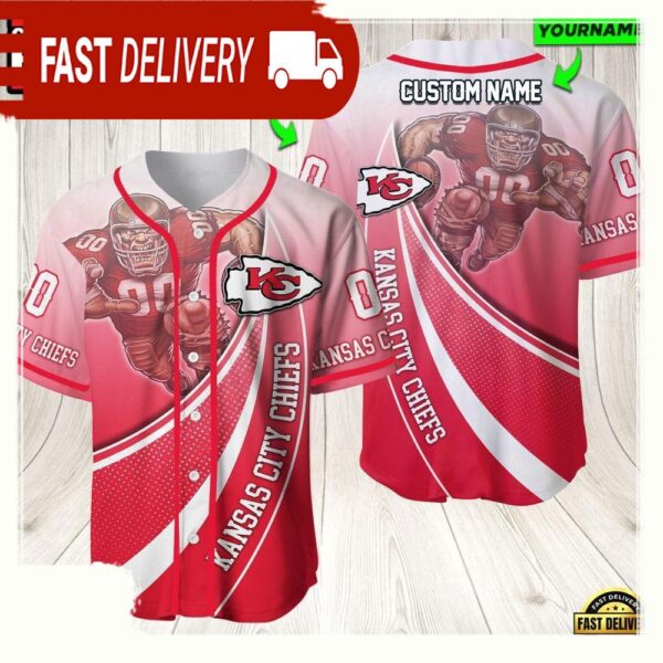 NFL Custom Name Number Kansas City Chiefs Mascot Football Baseball Jersey Shirt - available at - rugbyfanstore.com