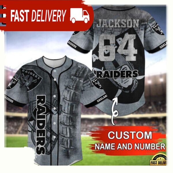 NFL Custom Name Number Las Vegas Raider Baseball Jersey Shirt - available at - rugbyfanstore.com