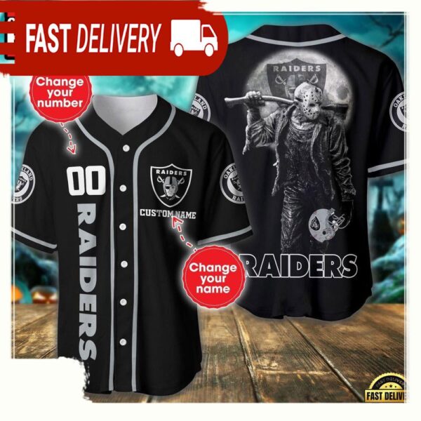 NFL Custom Name Number Las Vegas Raiders Horror 3D New Design Baseball Jersey Shirt - available at - rugbyfanstore.com