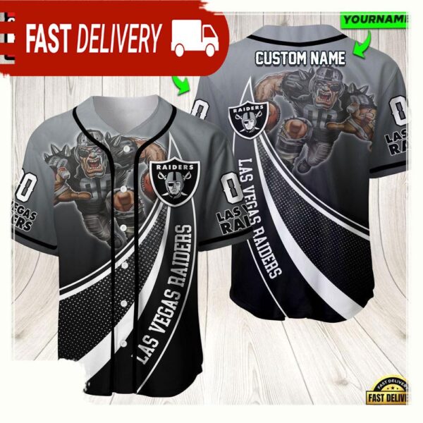 NFL Custom Name Number Las Vegas Raiders Mascot Football Baseball Jersey Shirt - available at - rugbyfanstore.com