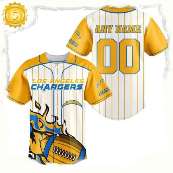 NFL Custom Name Number Los Angeles Chargers Baseball Jersey Shirt - available at - rugbyfanstore.com