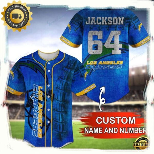 NFL Custom Name Number Los Angeles Chargers Baseball Jersey Shirt - available at - rugbyfanstore.com