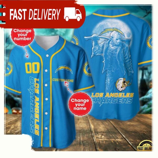 NFL Custom Name Number Los Angeles Chargers Horror 3D New Design Baseball Jersey Shirt - available at - rugbyfanstore.com