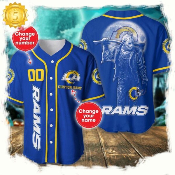 NFL Custom Name Number Los Angeles Rams Horror 3D New Design Baseball Jersey Shirt - available at - rugbyfanstore.com