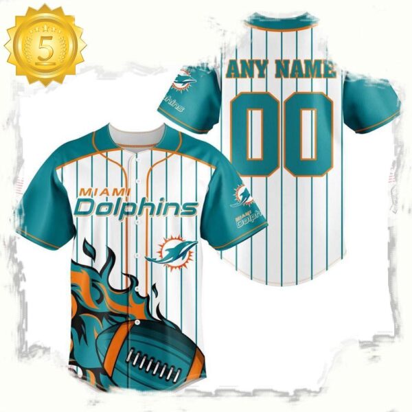 NFL Custom Name Number Miami Dolphins Baseball Jersey Shirt - available at - rugbyfanstore.com