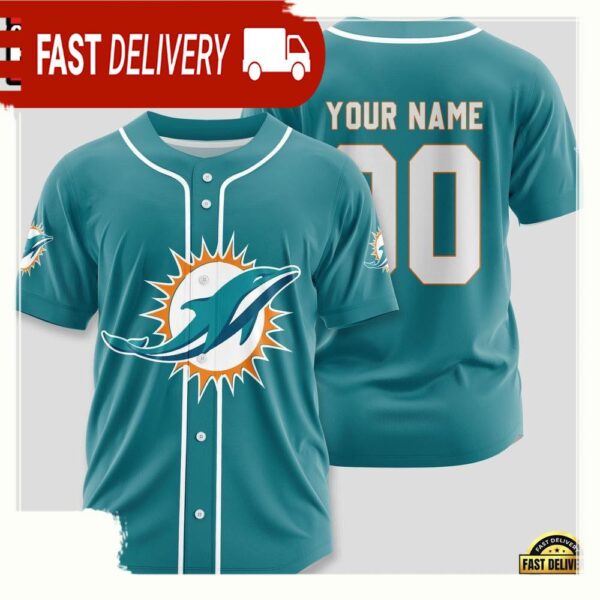 NFL Custom Name Number Miami Dolphins Sport Baseball Jersey Shirt - available at - rugbyfanstore.com