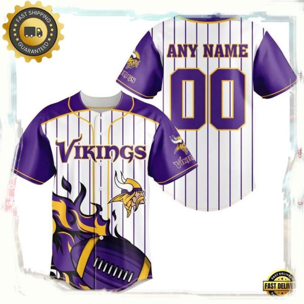 NFL Custom Name Number Minnesota Vikings Baseball Jersey Shirt - available at - rugbyfanstore.com