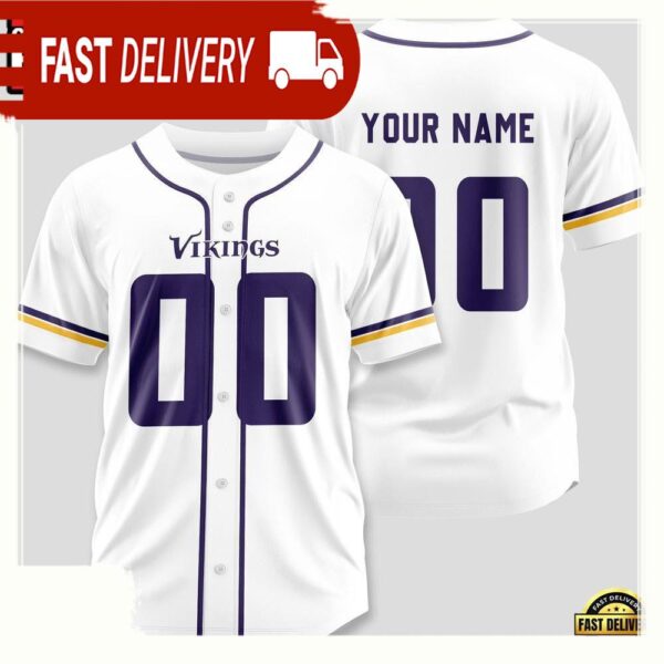 NFL Custom Name Number Minnesota Vikings Design Baseball Jersey Shirt - available at - rugbyfanstore.com