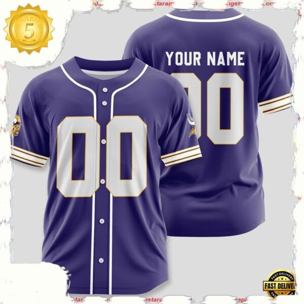 NFL Custom Name Number Minnesota Vikings Designs Baseball Jersey Shirt - available at - rugbyfanstore.com