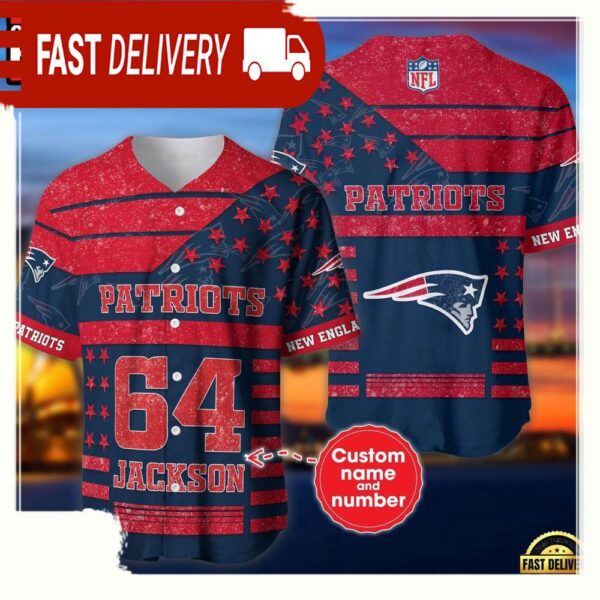 NFL Custom Name Number New England Patriots American Flag New Design Baseball Jersey Shirt - available at - rugbyfanstore.com