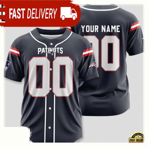 NFL Custom Name Number New England Patriots Design Baseball Jersey Shirt - available at - rugbyfanstore.com