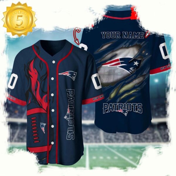 NFL Custom Name Number New England Patriots Football Team Baseball Jersey Shirt - available at - rugbyfanstore.com