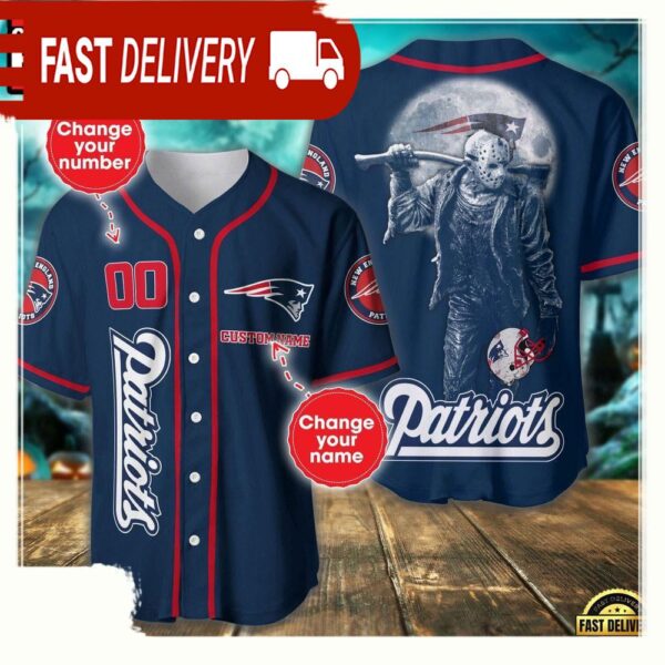 NFL Custom Name Number New England Patriots Horror 3D New Design Baseball Jersey Shirt - available at - rugbyfanstore.com