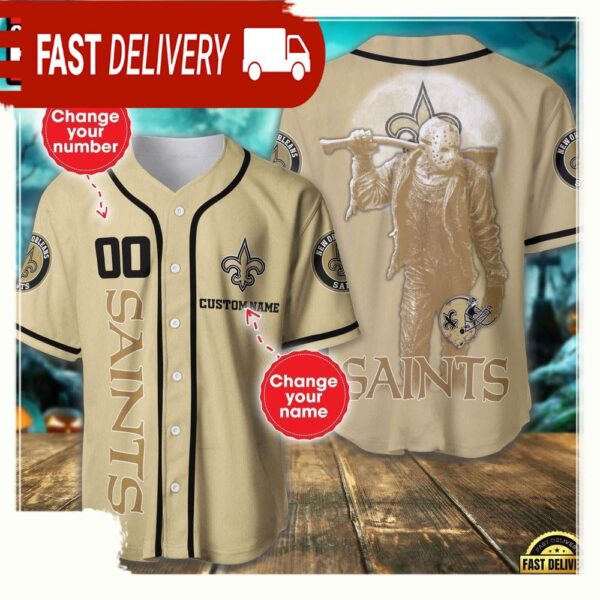 NFL Custom Name Number New Orleans Saints Horror 3D New Design Baseball Jersey Shirt - available at - rugbyfanstore.com