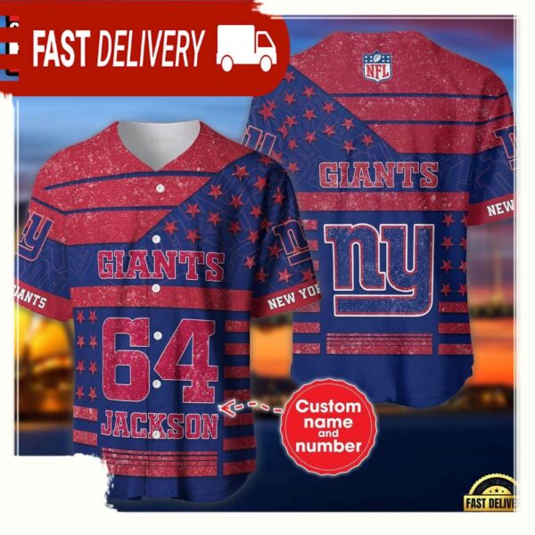 NFL Custom Name Number New York Giants American Flag New Design Baseball Jersey Shirt - available at - rugbyfanstore.com