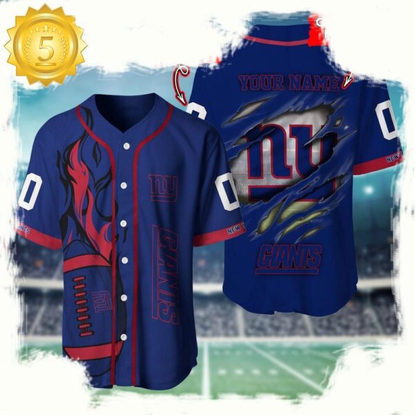 NFL Custom Name Number New York Giants Football Team Baseball Jersey Shirt - available at - rugbyfanstore.com