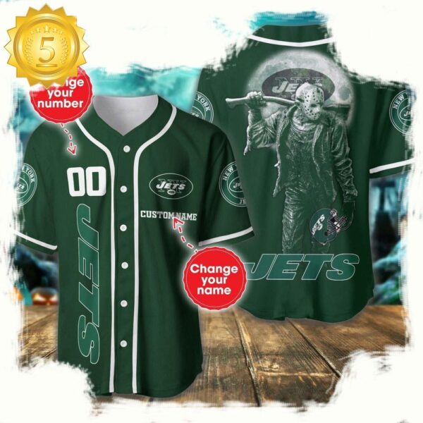 NFL Custom Name Number New York Jets Horror 3D New Design Baseball Jersey Shirt - available at - rugbyfanstore.com