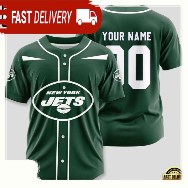 NFL Custom Name Number New York Jets Team Baseball Jersey Shirt - available at - rugbyfanstore.com