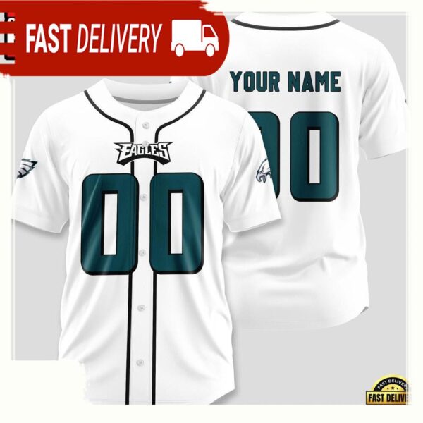 NFL Custom Name Number Philadelphia Eagles Design Baseball Jersey Shirts - available at - rugbyfanstore.com