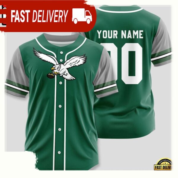 NFL Custom Name Number Philadelphia Eagles Team Baseball Jersey Shirt - available at - rugbyfanstore.com