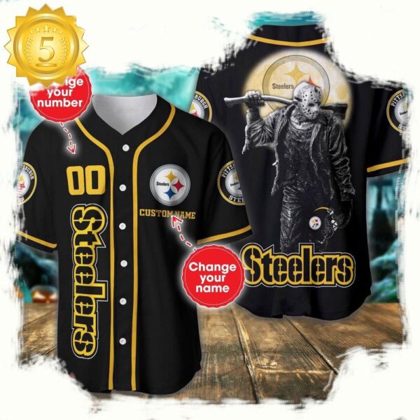 NFL Custom Name Number Pittsburgh Steelers Horror 3D New Design Baseball Jersey Shirt - available at - rugbyfanstore.com