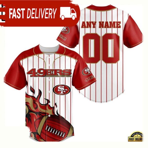 NFL Custom Name Number San Francisco 49ers Baseball Jersey Shirt - available at - rugbyfanstore.com