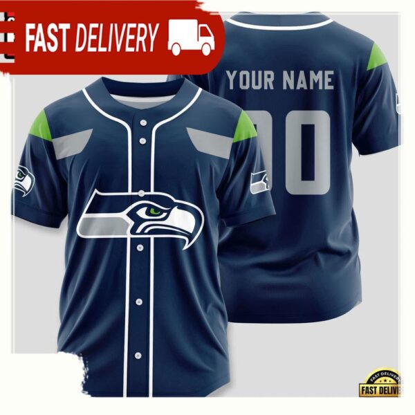 NFL Custom Name Number Seattle Seahawks Sport Baseball Jersey Shirt - available at - rugbyfanstore.com