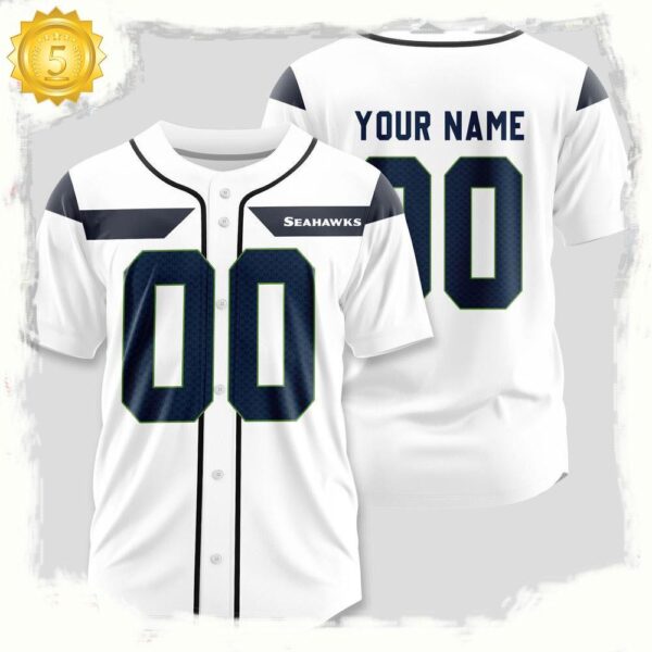 NFL Custom Name Number Seattle Seahawks Team Baseball Jersey Shirt - available at - rugbyfanstore.com